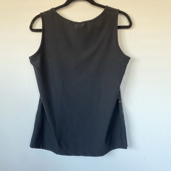 Covington Womens Black Sleeveless tank top Al Over Front Sequins Size Small - Picture 2 of 11
